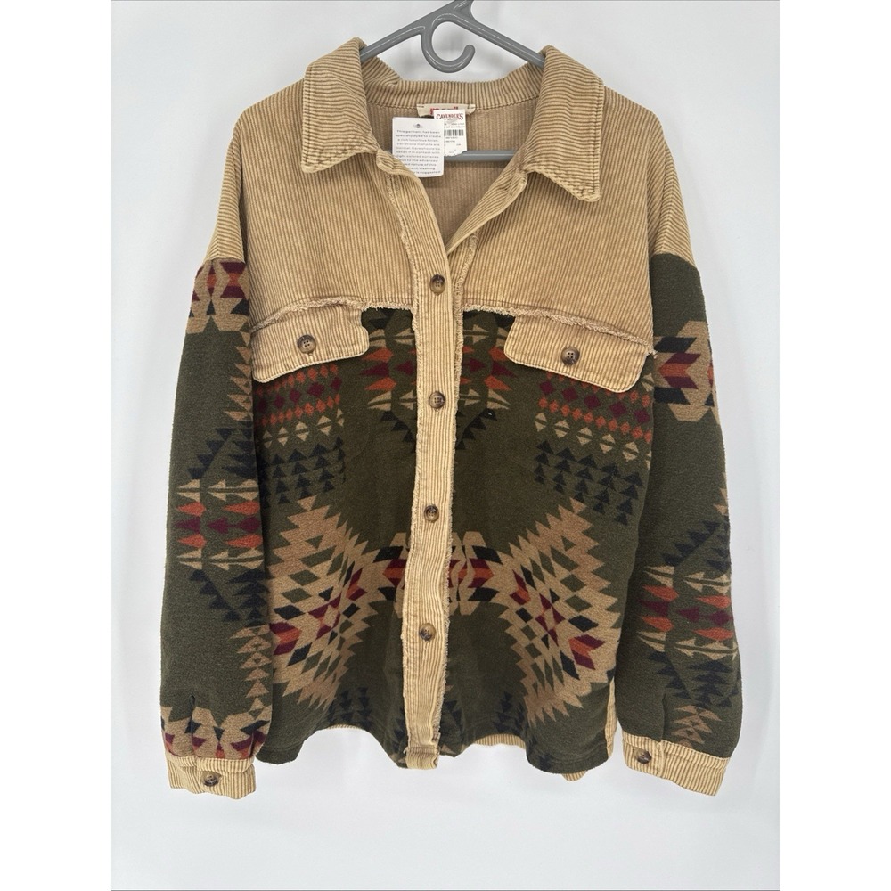 Mazik Womens L Southwestern Aztec Shacket Corduroy Shirt Jacket NWT Western